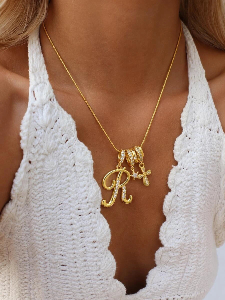 Zirconia Crystal Initial Necklace