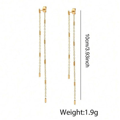 Minimalist Tassel Chain Pendant Earrings