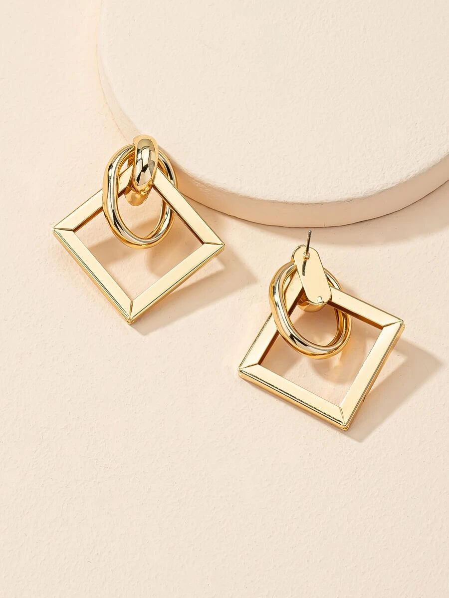 Geo Design Gold Earrings