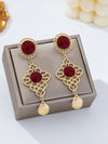 French Vintage Enamel Asymmetrical Long Earrings
