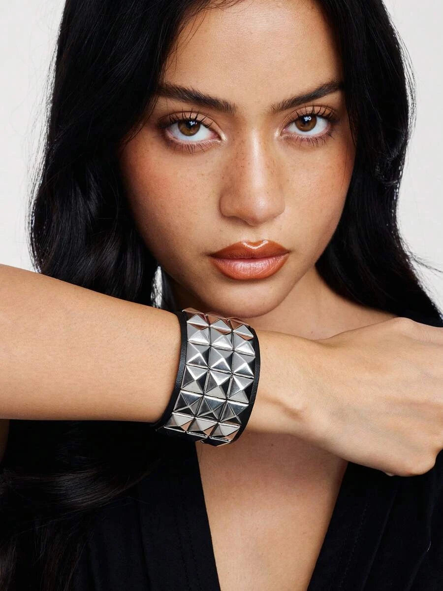 Punk Rivet Leather Bracelet Set