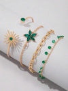 Minimalist Alloy Flower Tassel Bracelet Set