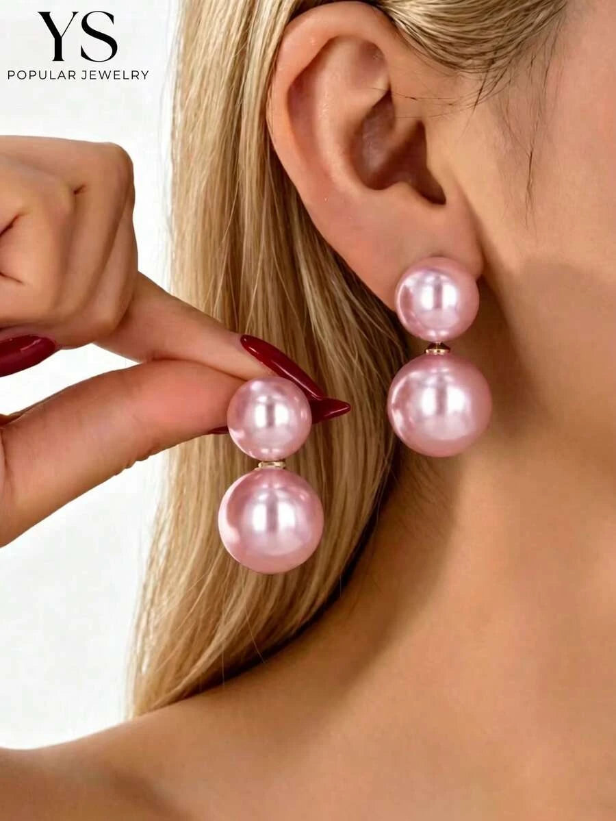 Large Faux Pearl Stud Earrings