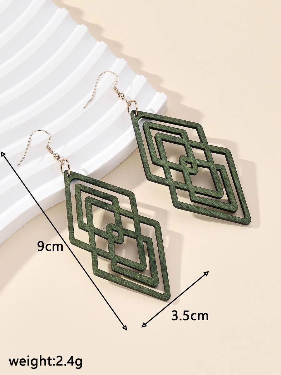 Casual Geometric Wooden Earrings