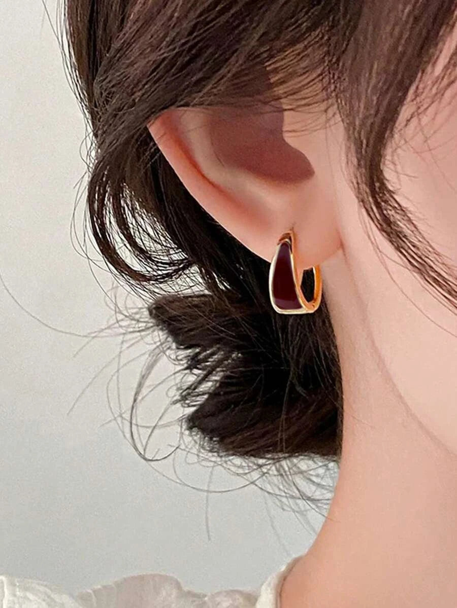 Minimalist Geometric Copper Hoop Earrings