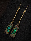 Retro Bronze Crystal Long Earrings