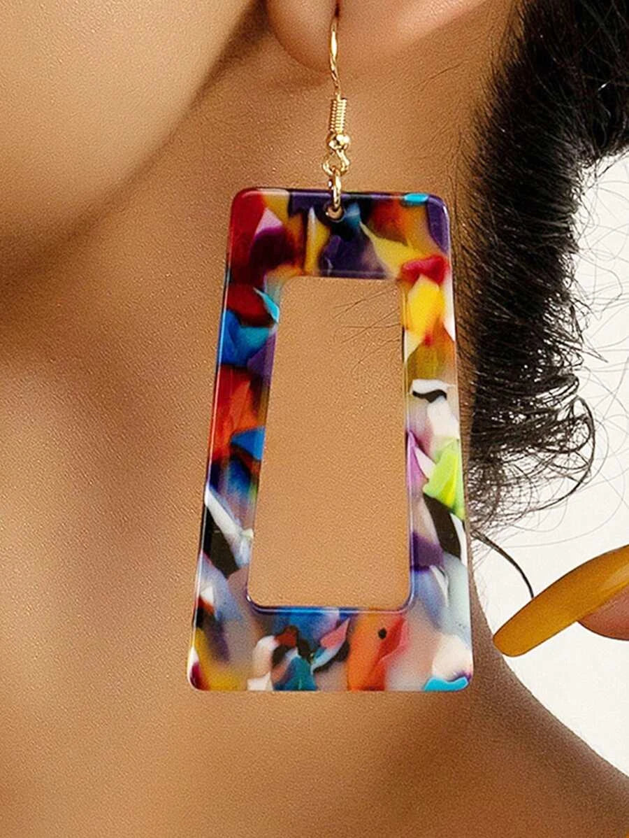Colorful Geometric Square Drop Earrings