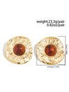 Vintage French Asymmetrical Geometric Gemstone Stud Earrings