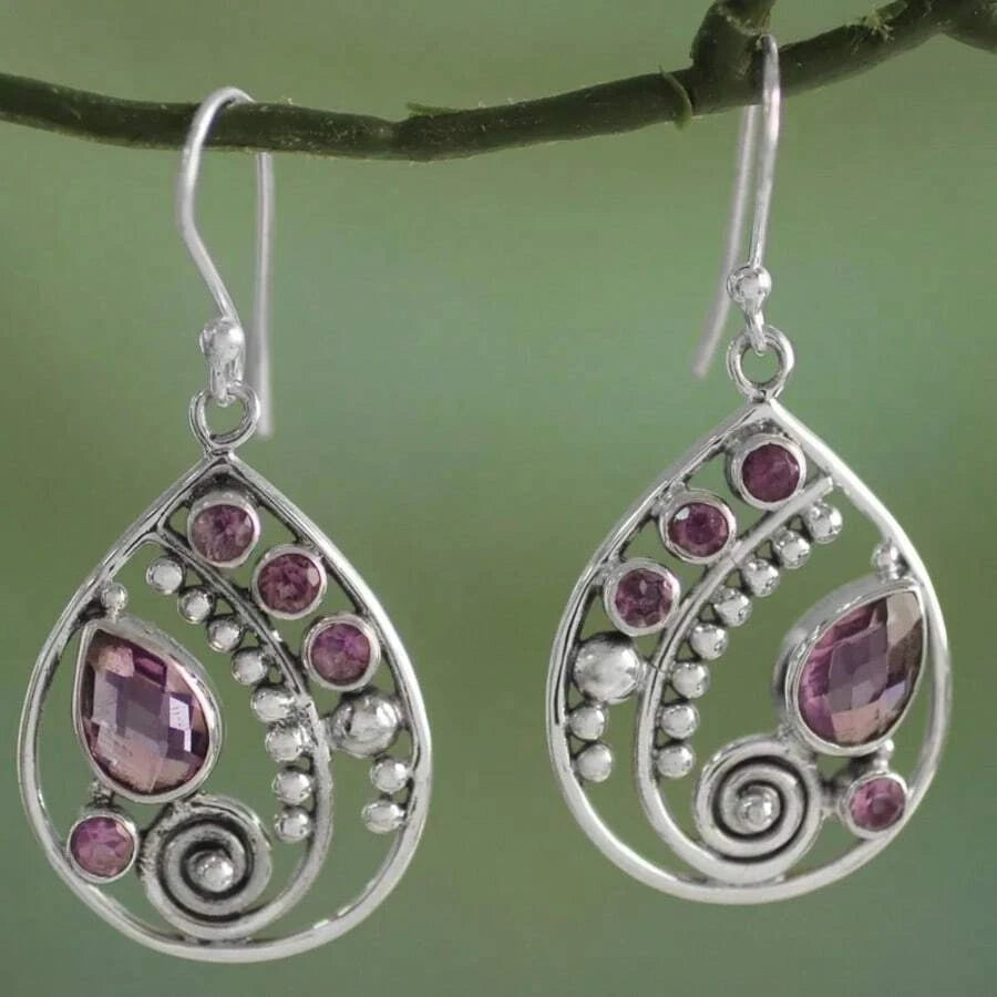 Vintage Bohemian Silver Dangle Earrings