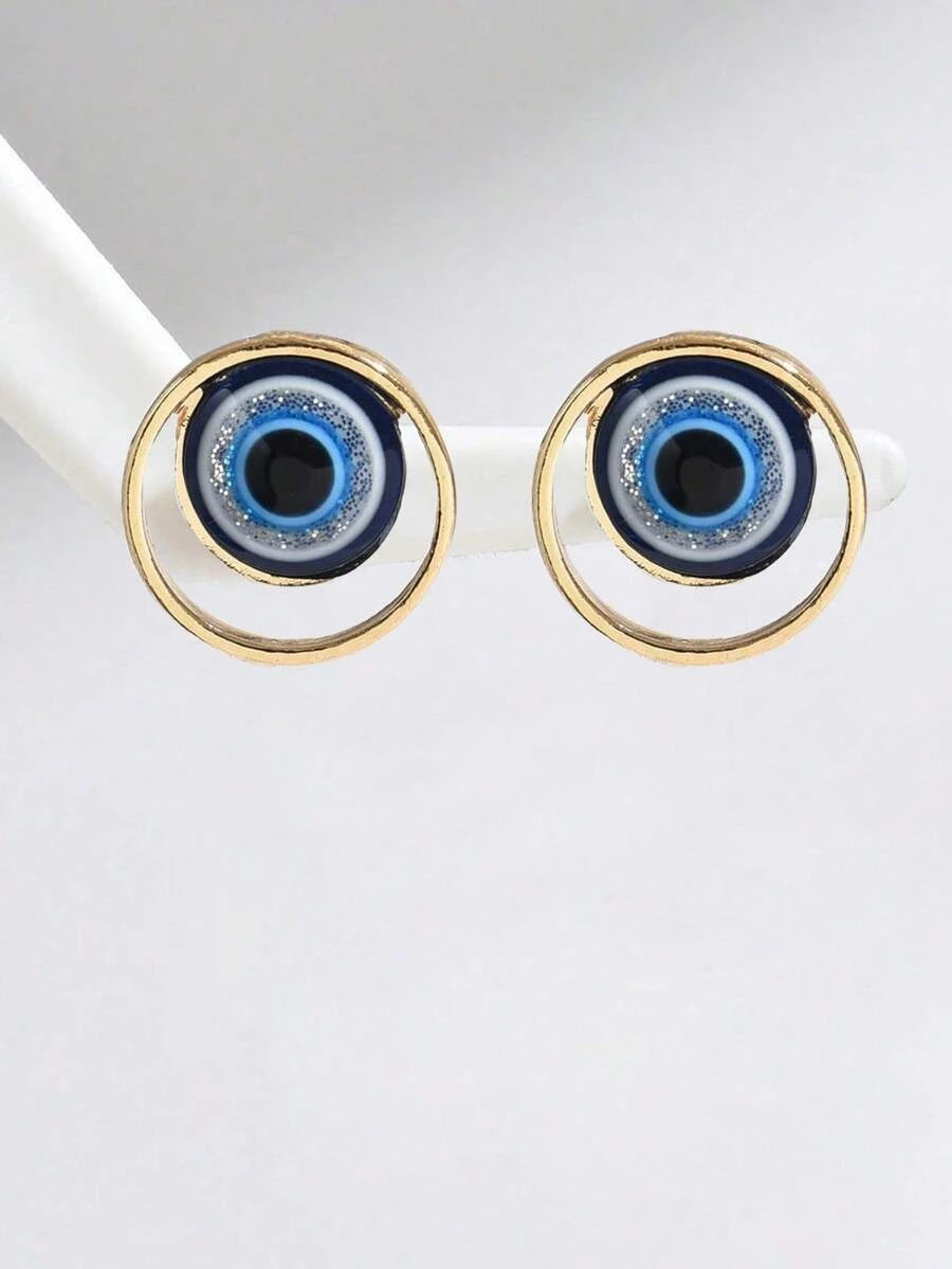 Minimalist Turkish Blue Eye Earrings