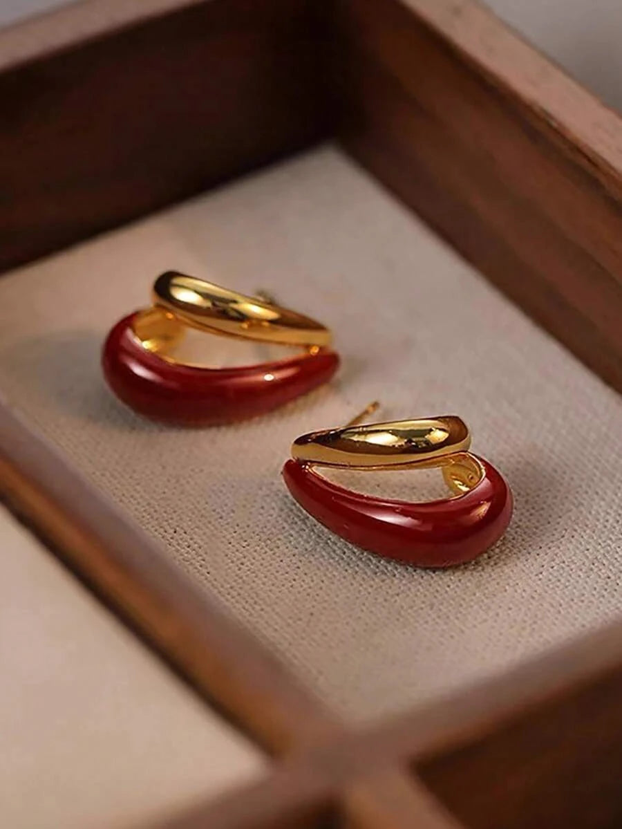 French Vintage Geometric Stud Earrings