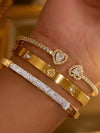 Floral Rhinestone Gold Plated Bracelet Set