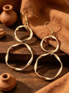 Vintage Gold Asymmetrical Double Hoop Earrings