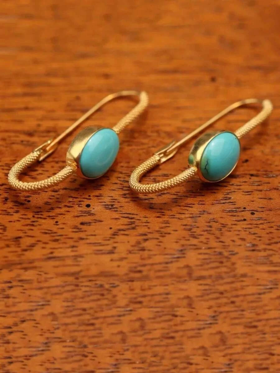Vintage Bohemian Geometric Faux Opal Earrings