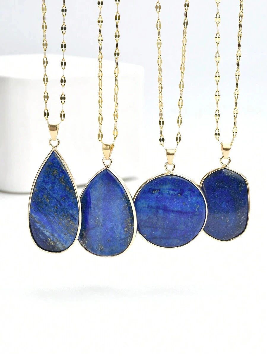 Vintage Lapis Lazuli Teardrop Pendant Necklace