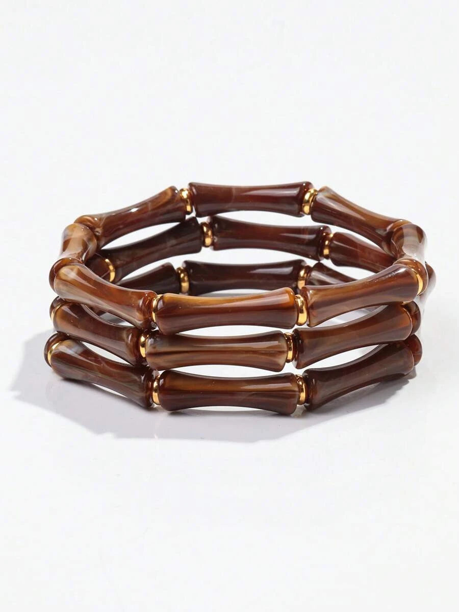 Bohemian Acrylic Marble Beaded Bracelet Set
