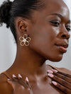 Geometric Faux Pearl Petal Earrings