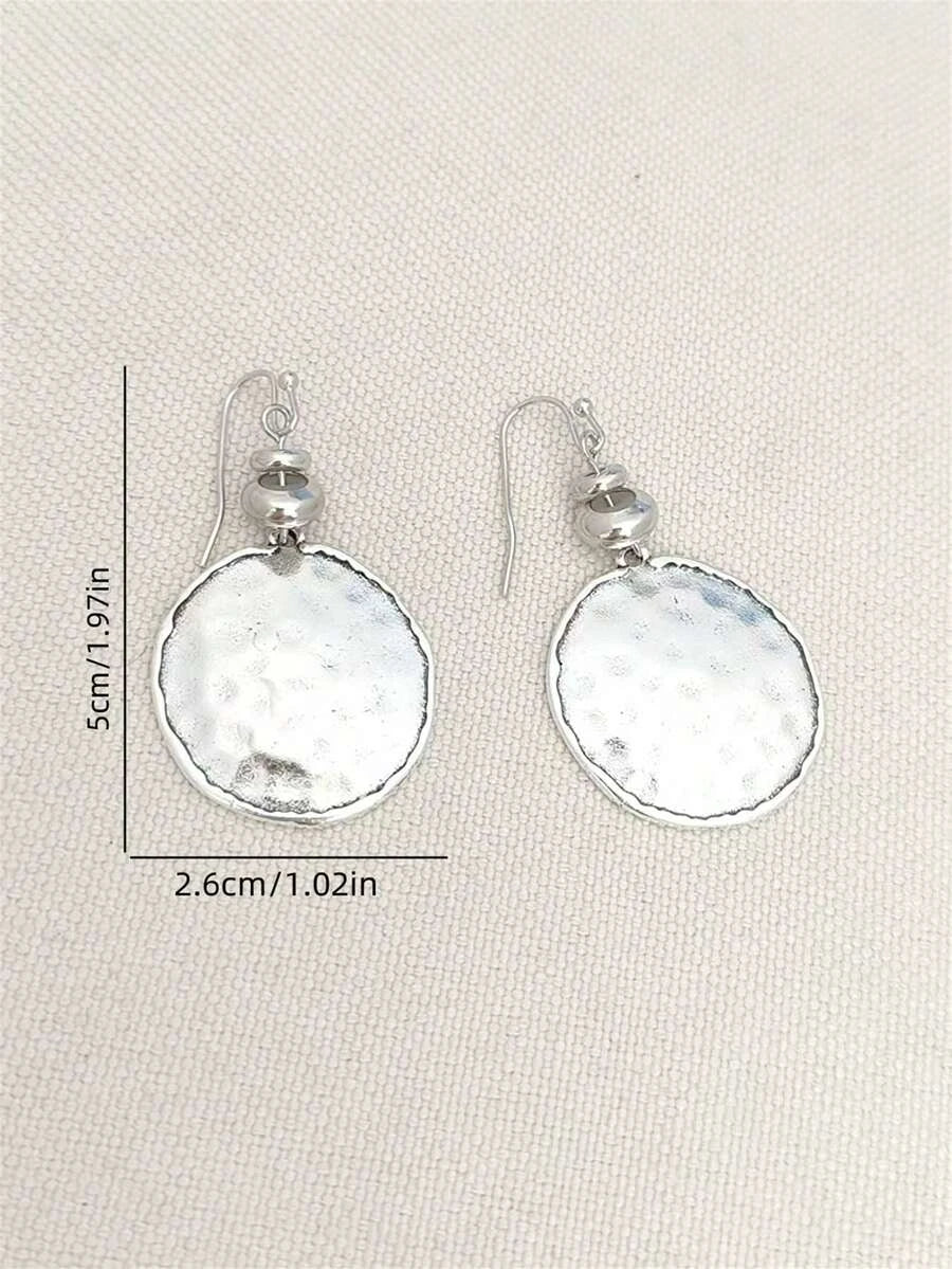 Vintage Hammered Round Pendant Earrings