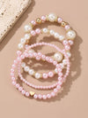 Faux Pearl Beaded Bracelet Set