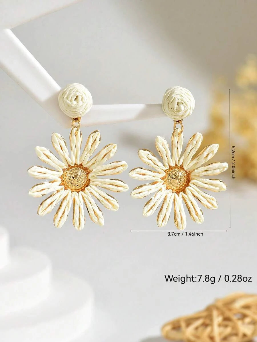 Handmade Raffia Sunflower Earrings