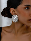 Vintage Textured Oval Pearl Earrings