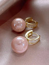 Vintage Artificial Tiger Eye Hoop Earrings