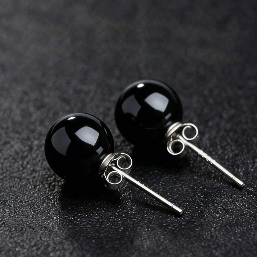 Minimalist Purple Stone Silver Stud Earrings