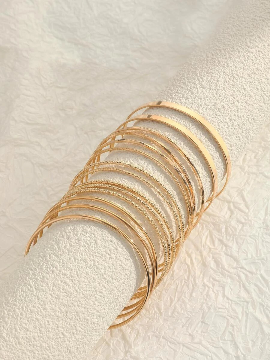 Bohemian Textured Bangle Bracelet Set