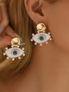 Vintage Pearl Enamel Stud Earrings