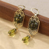 Vintage Water Drop Green Cubic Zirconia Earrings