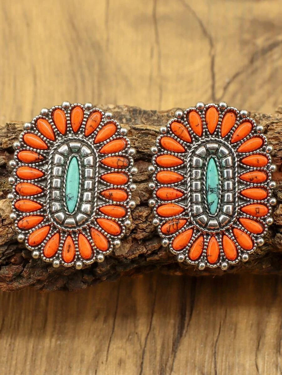 Western Style Turquoise Pendant Earrings