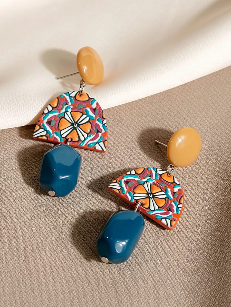 Geometric Decor Drop Earrings