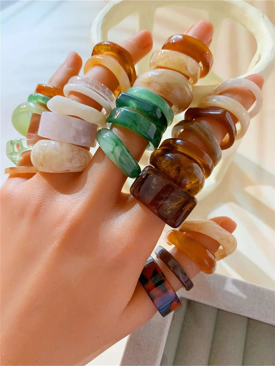 Chunky Resin Ring Set