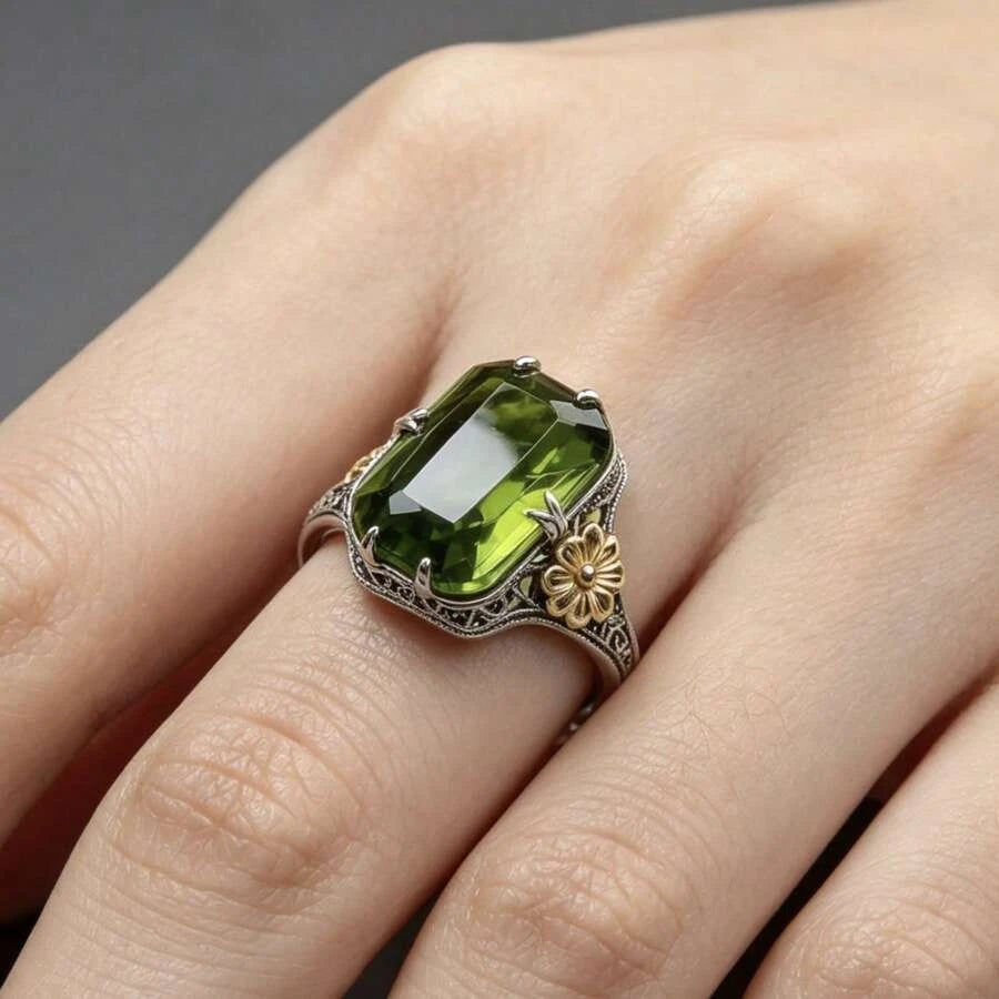 Vintage Green Cubic Zirconia Ring