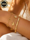 Floral Rhinestone Gold Plated Bracelet Set
