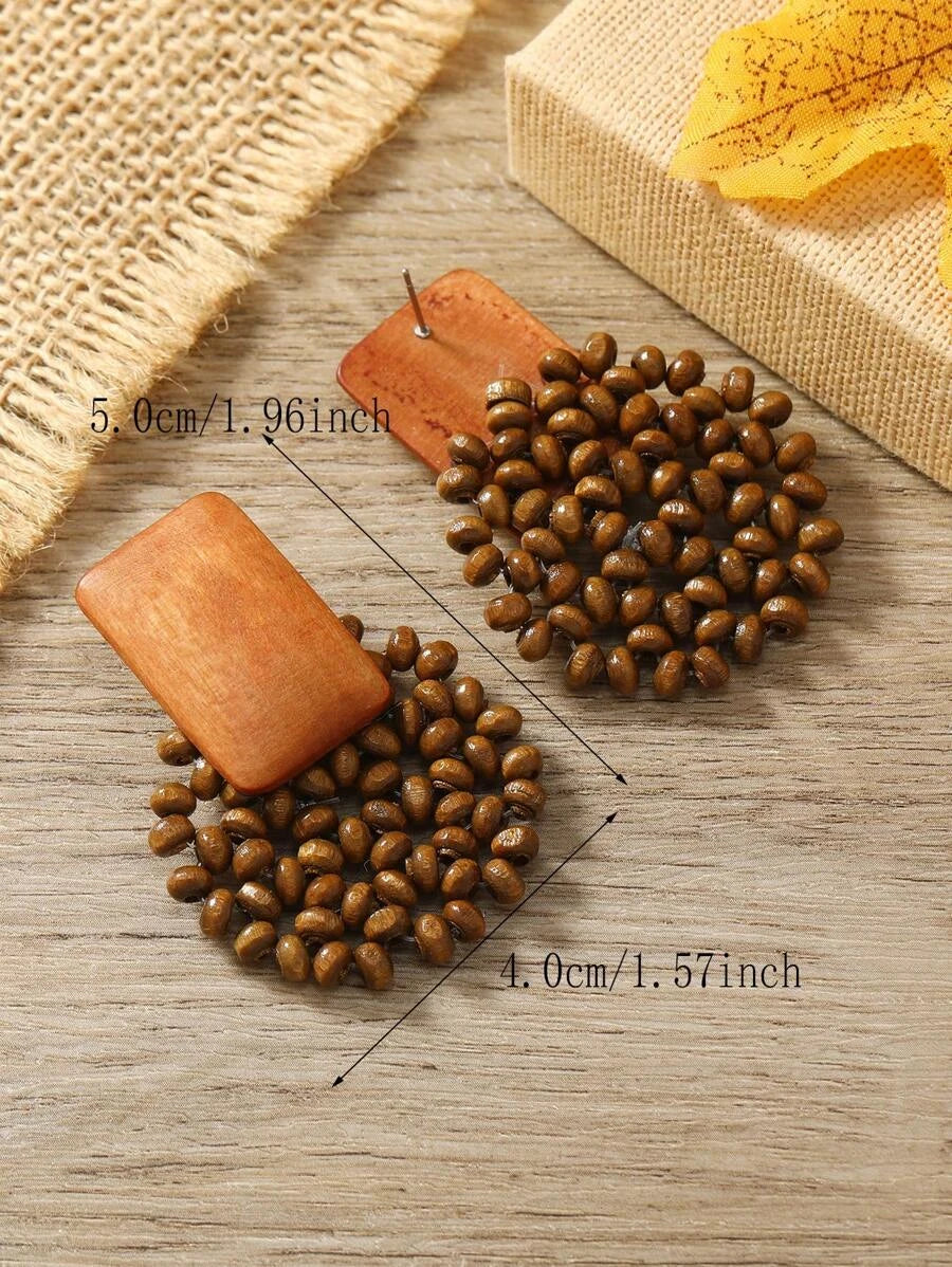 European Boho Rattan Drop Earrings