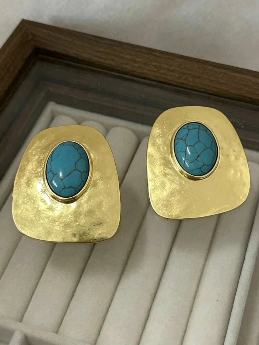 Vintage Hammered Square Geometric Earrings