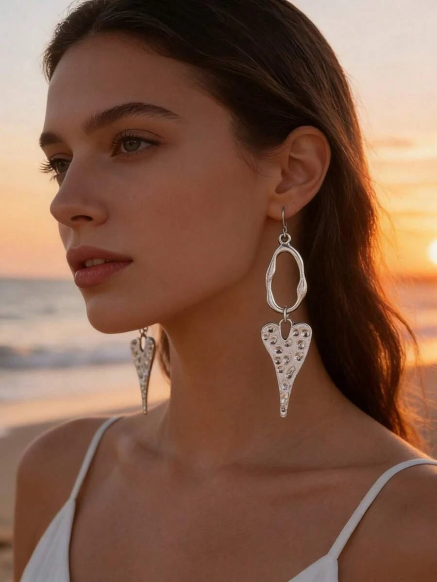 Vintage Bohemian Hollow Heart Earrings