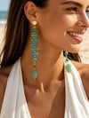 Gold-Plated Turquoise Teardrop Dangle Earrings