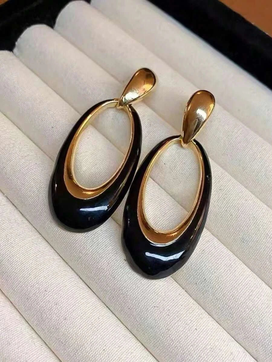 Burgundy Oval Drop Earrings