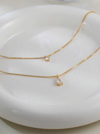Minimalist Water Drop Double Layer Pendant Necklace