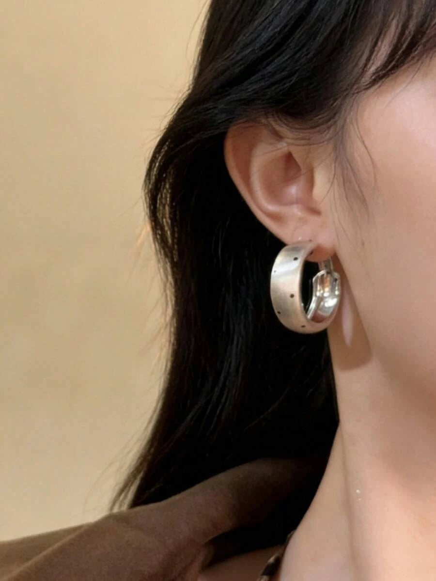 Round Metal Polka Dot Earrings