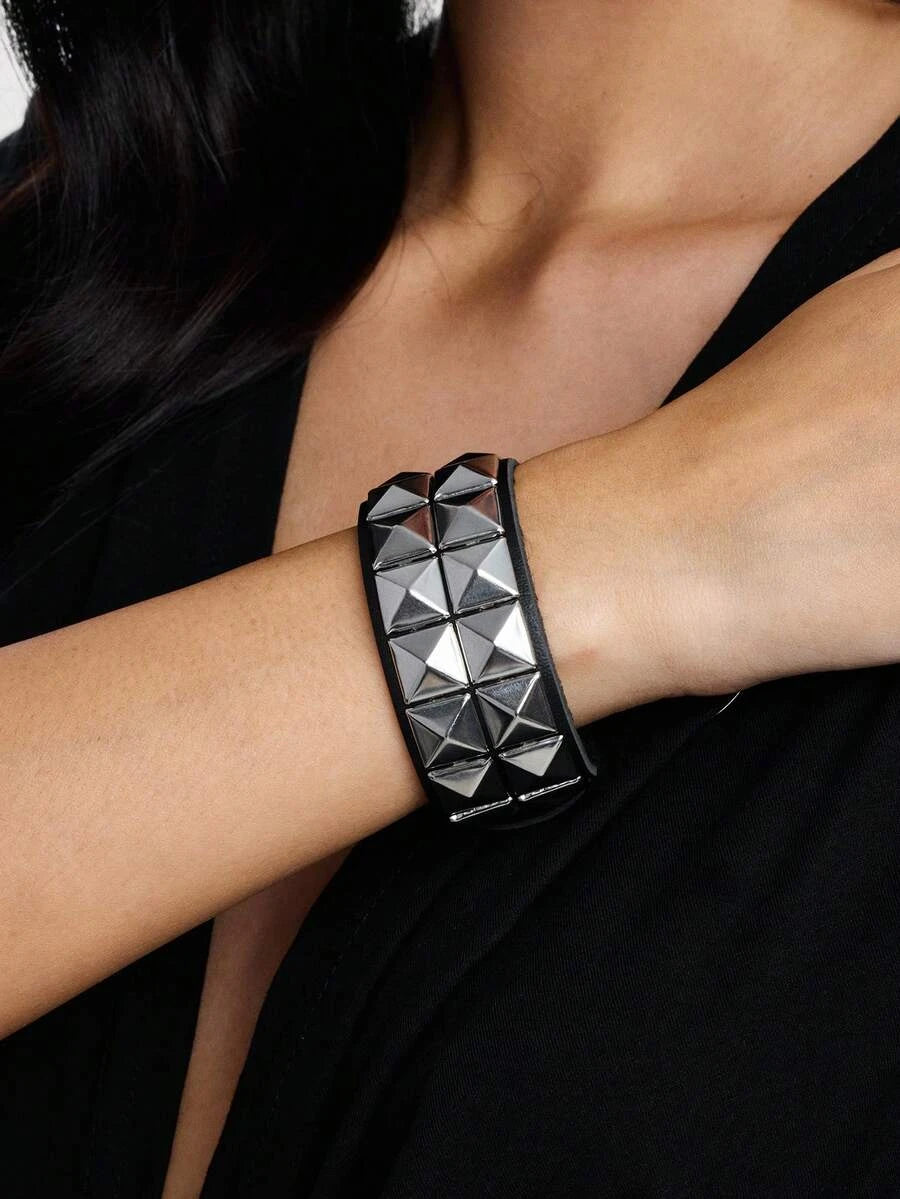 Punk Rivet Leather Bracelet Set