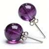 Minimalist Purple Stone Silver Stud Earrings