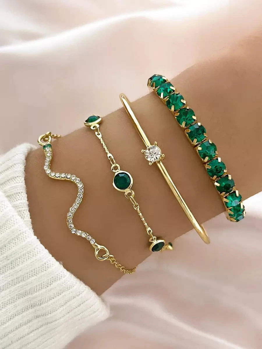 Rhinestone Snake Bracelet Set