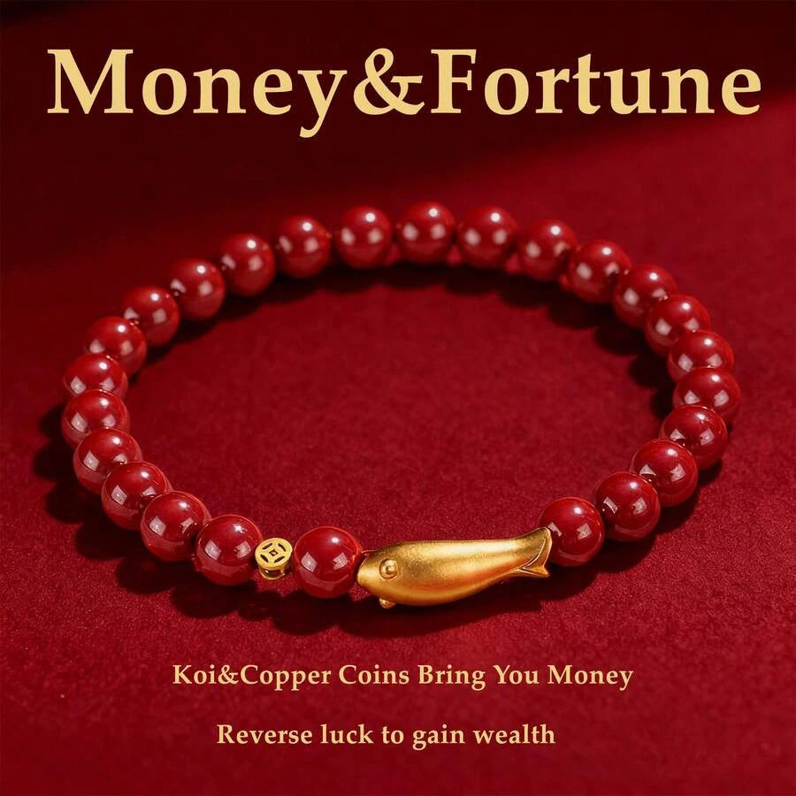 Golden Koi Cinnabar Bracelet