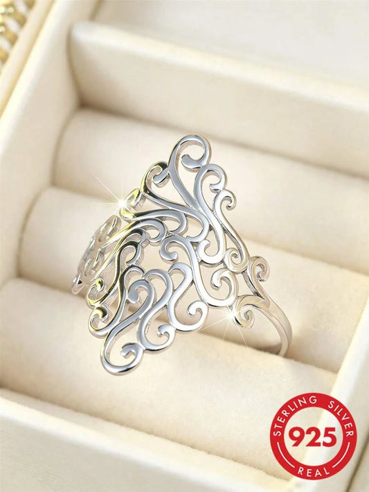 Vintage Floral Sterling Silver Ring