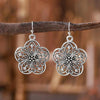 Vintage Silver Flower Drop Earrings