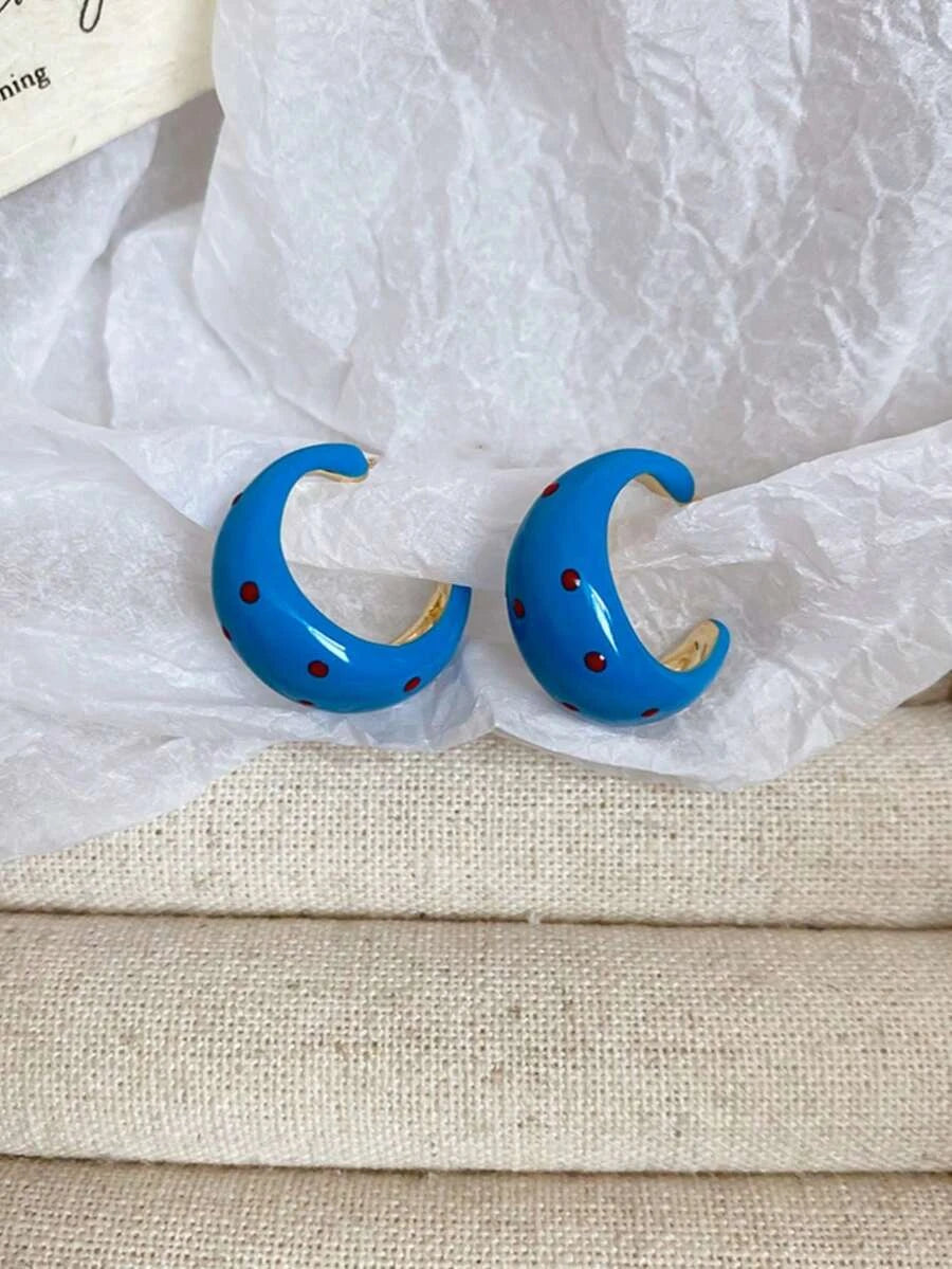 C-Shaped Polka Dot Earrings
