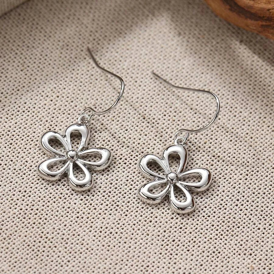 Vintage Bohemian Silver Flower Earrings